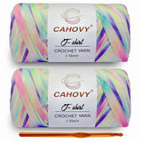 CAHOVY 2 Pack T-Shirt Yarn Crochet Yarn for Beginner Crochet Bags/Basket/Coaster,400g/110yds High Elastic Polyester Thick Purple