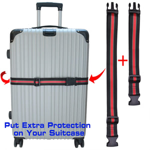 Luggage Strap add a Bag, Heavy Duty Adjustable Suitcase Belt Travel Attachment Travel Accessories for Connecting Your Luggage (B