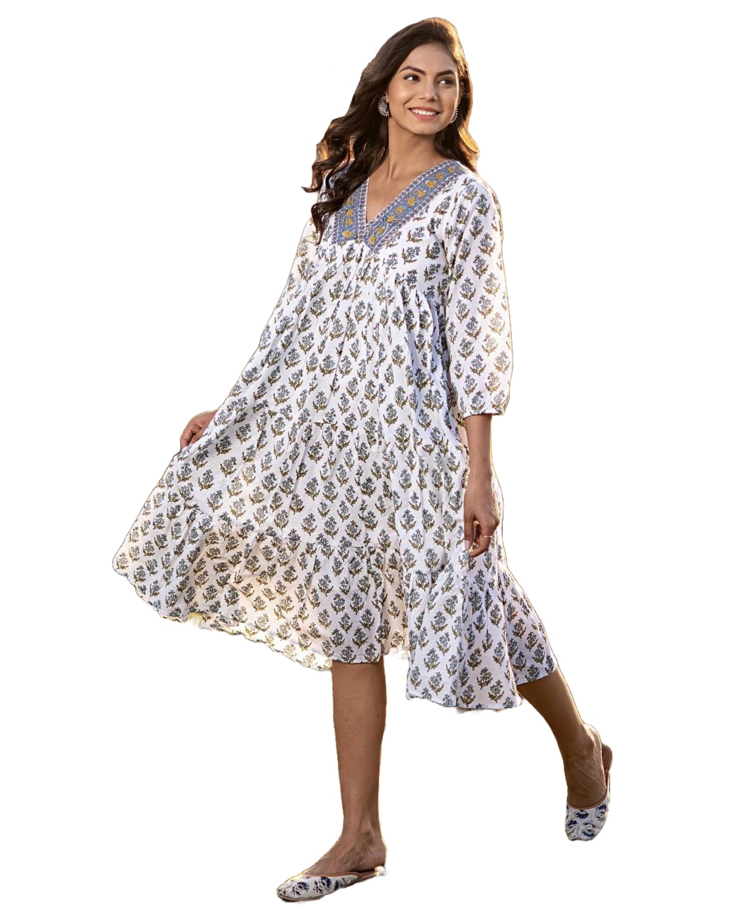 Gosriki Women'S Cotton Blend Anarkali Printed Kurta (Dakota White-Gs_Xxl_White_Xx-Large),White,2,B0D73WGFKC