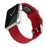 Archer Watch Straps - Canvas Straps for Apple Watch (Carmine Red, Silver, 44/45/46/49mm)