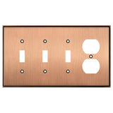 Henne Bery Soft Modern Decorative Wall Plate Switch Plate Outlet Cover (Triple Toggle/Single Duplex, Antique Copper)