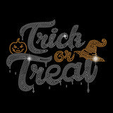 SUPERDANT Halloween Iron on Rhinestone Decals Trick or Treat Crystal Heat Transfer Bling Rhinestone Witches' Hats Halloween Cost