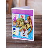 Pomeranian On The Couch With Toy Tiger Greeting Cards And Envelopes Pack Of 8