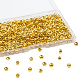 Song Xi 200pcs 304 Stainless Steel Round Gold Spacer Beads for Jewelry Bracelets Making, Smooth Seamless Metal Beads Loose Beads