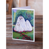 Maltese Momma And Puppy Greeting Cards And Envelopes Pack Of 8
