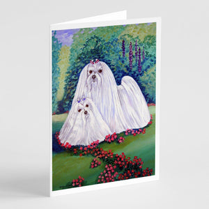 Maltese Momma And Puppy Greeting Cards And Envelopes Pack Of 8
