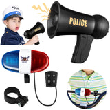 Kathfly Police Accessories for Kids Include 1 Bike Siren Sound Light 1 Toy Police Officer's Megaphone LED Bike Horn for Christma