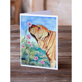 Shar Pei Smell The Flowers Greeting Cards And Envelopes Pack Of 8