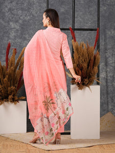 Gosriki Women'S Cotton Blend Straight Printed Kurta With Pant & Dupatta (Gosala Pink-Gs_Xl_Pink_X-Large),Pink,,B0D579XKZJ