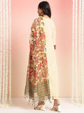 Anni Designer Women'S Rayon Viscose Floral Straight Kurta With Pant & Dupatta (Dhar-Clrs-Rb_Cream_Small),Cream,S,Rayon,Regular,
