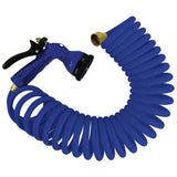 Whitecap 25' Blue Coiled Hose With Adjustable Nozzle