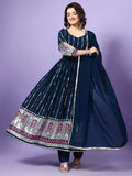 Wedani Georgette Embroidered Anarkali Kurta For Women (In Alpha M Regular Blue),BLUE,M,,,