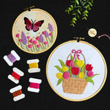 Knot Your Type Tulip Duo Diy Embroidery Kit For Beginners | Hand Embroidery Starter Kit With Hoop, Threads & Tools | Creative Ar