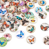 Craftdady 50Pcs 25mm Butterfly Printed Glass Cabochons 1 Inch Half Round Flatback Cameo Glass Dome Beads Insect Cabochons for Cr