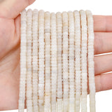 BONNY BOXX 150PCs Natural White Opal Spacer Beads, Loose Semi Precious Flat Round Gemstone Heishi Disc Stone Beads for Beading J