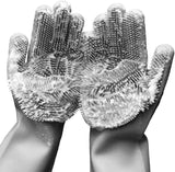 Silicone Dishwashing Gloves, Reusable Rubber Scrubbing Gloves for Dishes,Sponge Wash Cleaning Gloves with Scrubbers for Housewor