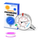 MEANLIN MEASURE -30inHG~0Psi Vacuum Pressure Gauge 316 Stainless Steel Joint 1/4 NPT 2.5 FACE DIAL, Stainless Steel Liquid Fille