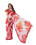 Yashika Women'S Saree Weightless Georgette Saree Satin Printed Saree Hot Fix Swarovski Lace Saree Saree With Tassels Unstitched Blouse Material Saree (Az-Ys-New-P1-Sufiya Red)
