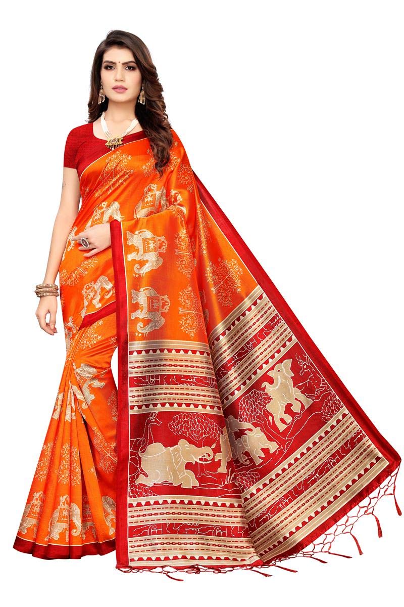 Anni Designer Women'S Red Color Art Silk Saree With Blouse Piece (Sajawat Red_Free Size),Red,Free