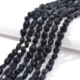 jodaying 6-8mm Natural Black Obsidian Nuggets Oval Free Tumbled Pebble Semi Precious Gemstone Loose Stone Beads Approx 15.5 inch