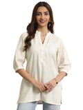 Libas Women'S Cotton Blend Woven Design Straight Kurti (26910R Off White