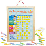 Imagination Generation My Responsibility Chart, Magnetic Dry Erase Wooden Chore Chart with Storage Bag, 24 Goals and 56 Reward S