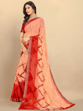 Rangita Women Peach Abstract Printed Georgette Saree With Blouse Piece