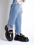 Shoetopia Smart Casual Chain Detailed Black Loafers For Women & Girls /Uk4,Black,4,B0C5R8K9NT