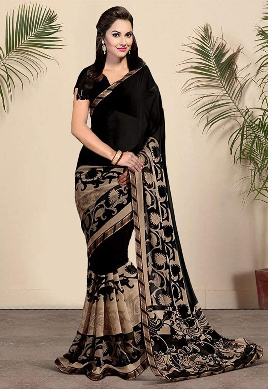 Gosriki Women'S Multicolor Georgette Printed Saree With Blouse Piece (Pack Of 2) (Cheme-Combo-008_Free Size),Multicolour,,B0BB2JYTYR