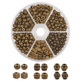 Beadthoven 360pcs 6 Style Antique Bronze Mixed Style Spacer Beads Tibetan Alloy Tube Round Barrel Column Metal Spacers for Jewel