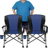 2 Pack Oversized Folding Camping Chair for Adults, Supports 450 LBS Camping Chairs, Heavy Duty Camping Chair with Side Pockets, 