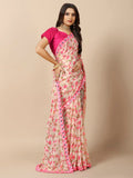 Rangita Women Floral Printed Georgette Saree With Blouse Piece - Pink (Size 5.5 Mtr)