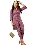 Gosriki Women'S Cotton Blend Straight Floral Printed Co-Ord Set (Poppy Wine-Gs_L_Wine_Large),Wine,,B0CJY5JTGH