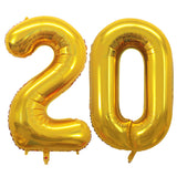 GOER Number 20 Balloons for 20th Birthday Party Decorations,42 Inch Jumbo Foil Helium Balloons for 20th Anniversary (Gold)