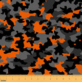 Camouflage Upholstery Fabric by The Yard - Gray Orange Camo Pattern, Waterproof, 5 Yards