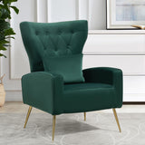 ZJhome Button- Tufted Living Room Chairs, WingBack Velvet Accent Chairs Armchair with Lumbar Pillow, Bedroom Chairs Arm Chair wi