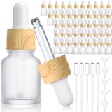 Patelai 48 Pcs 5 ml/ 0.2 oz Frosted Glass Dropper Bottles Essential Oil Bottles with Eye Dropper and Bamboo Lids Perfume Sample 