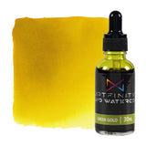 Artfinity Liquid Watercolor Paint 30 ml Bottle, Green Gold - Vibrant Dye-Based Liquid Watercolor w/Glass Pipette, Fast-Drying, F