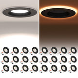 POWERASIA 24 Pack Black 5/6 Inch LED Can Lights with Night Light, 5CCT Retrofit Recessed Lighting Selectable 2700K-6000K Dimmabl
