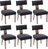 RIVOVA Linen Dining Chairs Set of 6, Modern Dining Chair with Curved Backrest and Wood Legs Upholstered Dining Chairs Farmhouse 