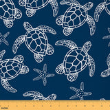 Sea Turtles Fabric by The Yard Cute Sketch Starfish Sealife Decor Fabric for Kids Boys Girls Cartoon Coastal Ocean Creature Fabr