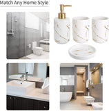 Qulable Cream Bathroom Accessories Set Complete, 4 Pcs Ceramic Bathroom Decorations Accessories Sets Includes Lotion Dispenser,
