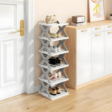 HUYFGDYSA 6 Tier Kids Shoe Rack, Collapsible Shoe Rack for Kids' Rooms, Foldable Vertical Shoe Organizer for Front Door Entrance