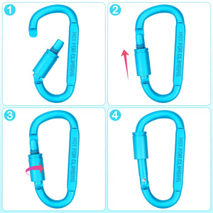 Craebuer 4 Pack Carabiner Clip, 3 inch Aluminum D-Ring Shape Locking Carabiners, Snap Hook Sport Accessories for Outdoor Camping