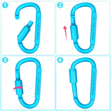 Craebuer 4 Pack Carabiner Clip, 3 inch Aluminum D-Ring Shape Locking Carabiners, Snap Hook Sport Accessories for Outdoor Camping