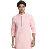 Manyavar Men'S Kurta Set, Blended Viscose Mandarin Collar Full Sleeve Kurte Set For Men Rani (Large)