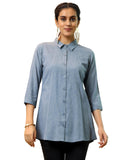 Libas Women'S Cotton Blend Solid Straight Kurtis (58186_Grey