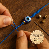 7-Knot Blue Evil Eye Handmade Bracelet Set of 7, Rakhi for Brother, Bhaiya | Adjustable Good Luck Protection Bracelet, Lucky Kabbalah for Men and Women