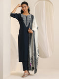Libas Women'S Silk Blend Kurta Sets (400559_Dark Grey_S)