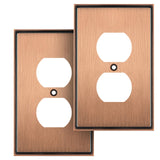 Henne Bery Soft Modern Decorative Wall Plate Switch Plate Outlet Cover (Single Duplex 2PK, Antique Copper)